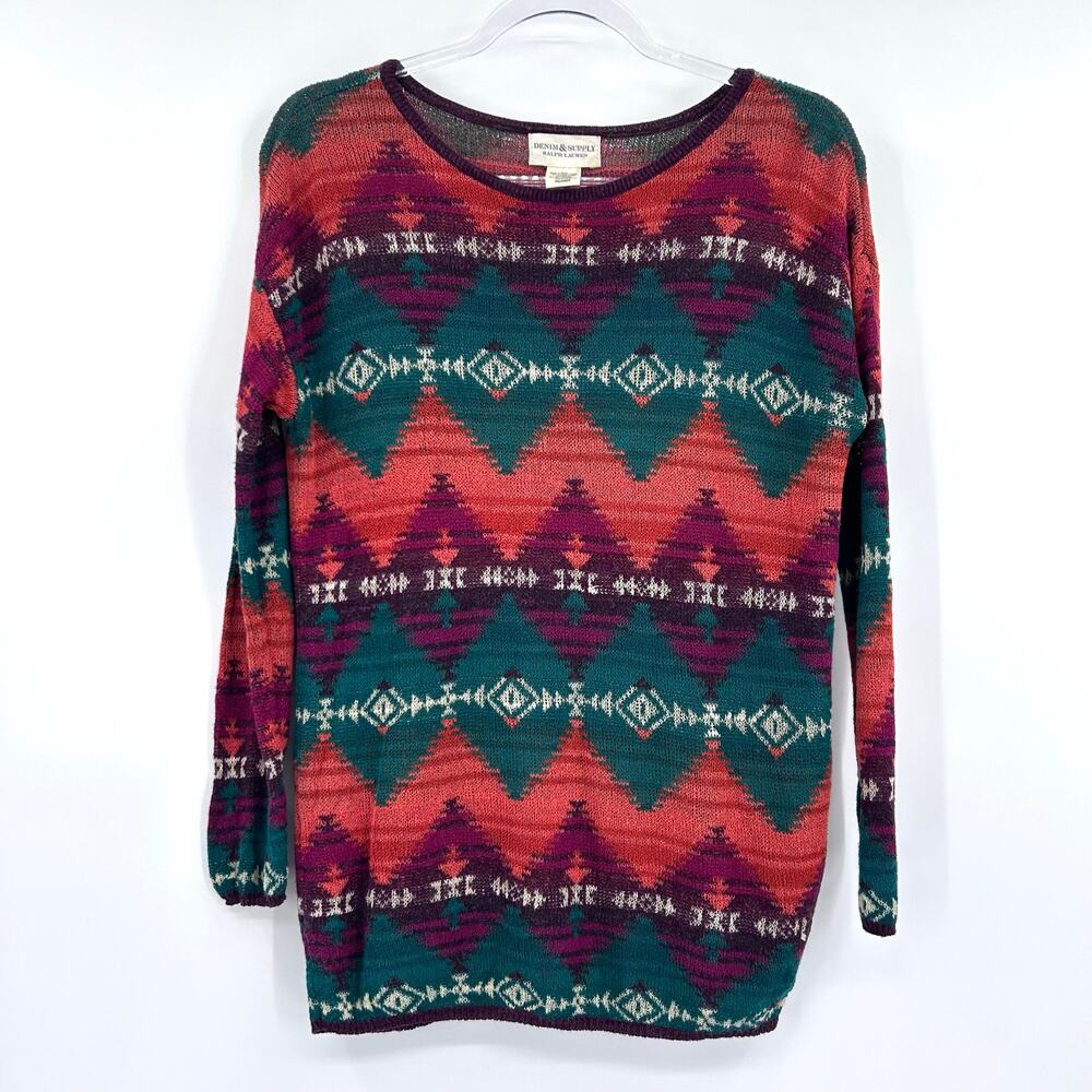 Denim & Supply Ralph Lauren Aztec Southwestern Knit Sweater Womens Size Small - Picture 3 of 11